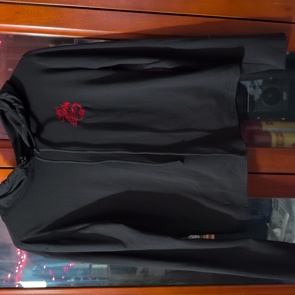 POPULAR 21 LONG SLEEVE HOODED DRAGON LOGO CROP TOP